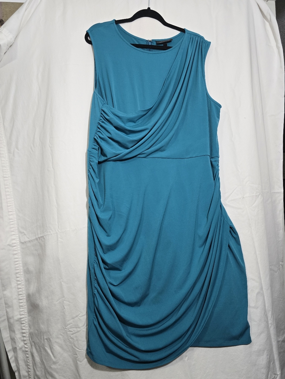 Lane Bryant Teal Sleeveless Draped Bodycon Dress
